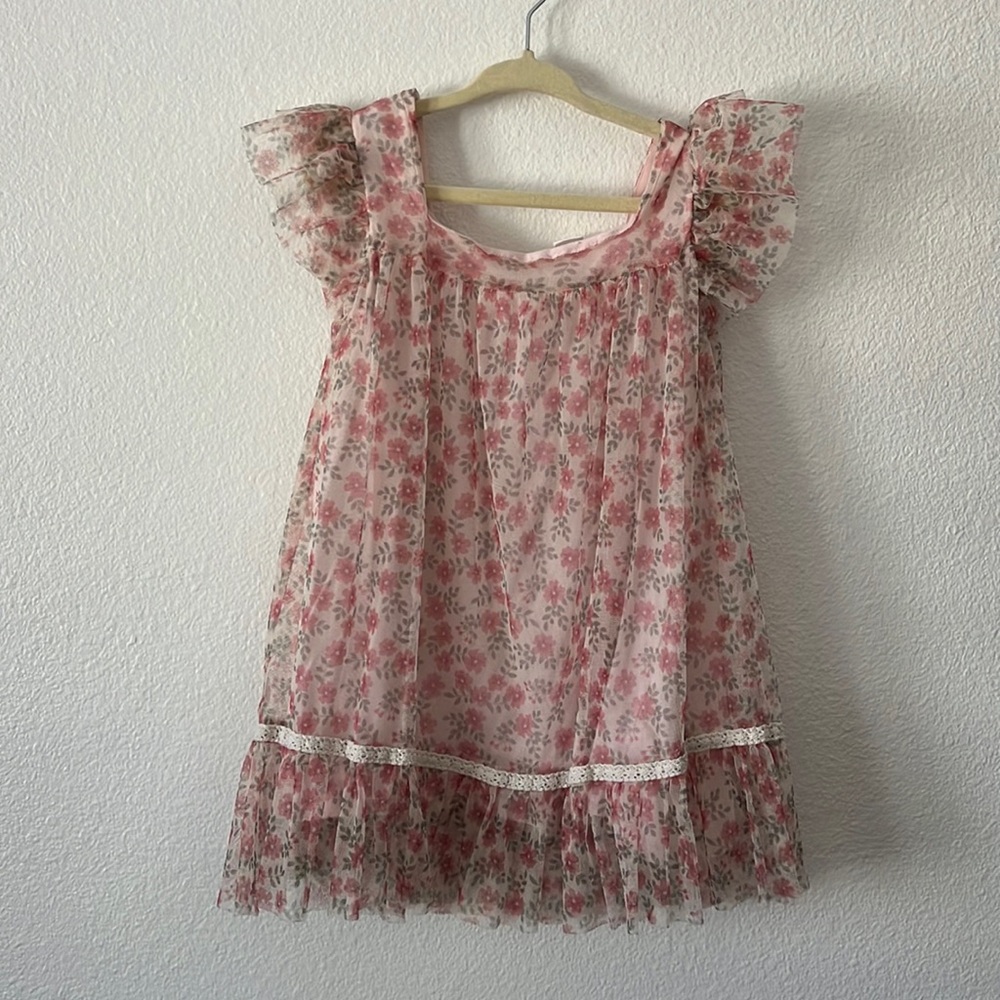 Zara flower dress with ruffle sleeves
